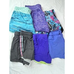 Girls Shorts Lot x6 XL 14/16 Summer Athletic  Blue Purple Black